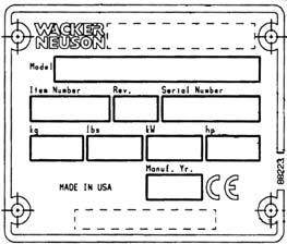 WACKER NEUSON X A nameplate listing the model number, item number, revision number, and serial number is attached to each unit.