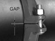 8. INSERT BOLT & NUT: For a swing-over installation, insert the remaining bolt and apply the nut hand tight. For standard installation, insert the bolts and apply the nuts hand tight.