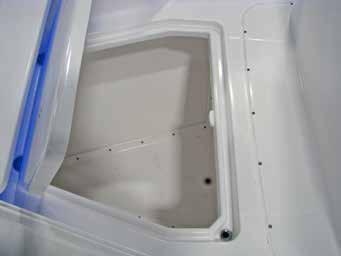 The pump could be damaged if it is allowed to run dry for extended periods. The hatch drain rail drains by gravity to a thru-hull fitting in the hull side.