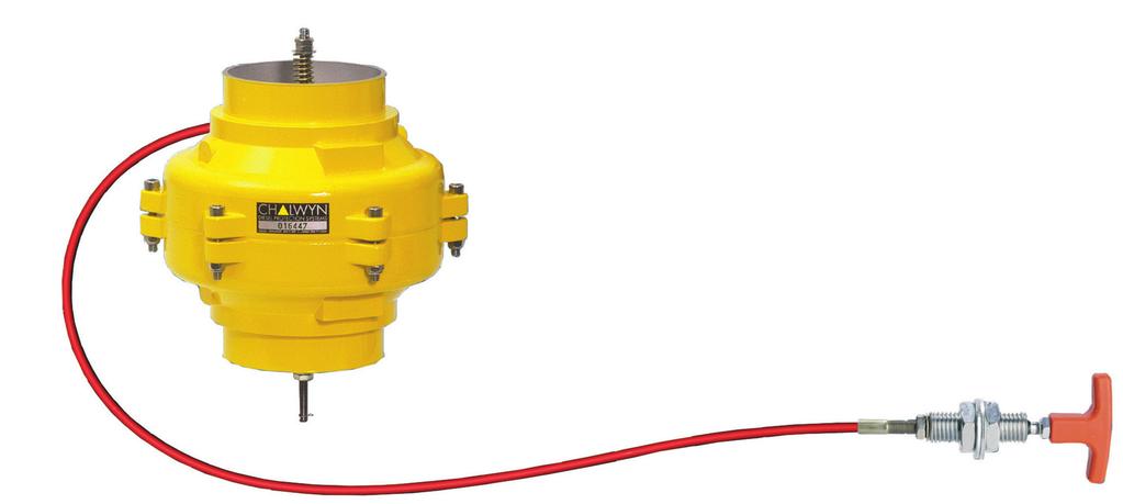 Auto-Manual Overspeed Valve Types D-AM and DF-AM Features Automatic valves with the addition of manual shutdown via a cable and pull handle Meets US Bureau of Ocean Energy Management (BOEM)