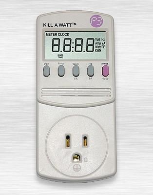 P3 - KILL A WATT TM Operation Manual 1. The LCD shows all meter readings: Volts, Current, Watts, Frequency, Power Factor, and VA.
