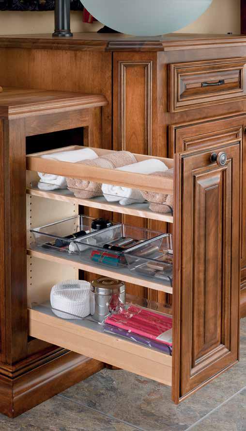 4WH 448 SERIES SOFT-CLOSE BOTTOM VANITY BASE MOUNT WOOD ORGANIZER HAMPER Designed for full height vanity Base 12" cabinets 1" depth Now featuring full-extension BLUMOTION soft-close slides Features