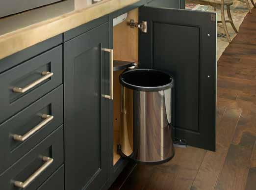8-010/8-700 SERIES BUILT-IN WASTE CONTAINERS Designed to be conveniently accessible under the kitchen or vanity sink Lid rises as the container pivots out Available in white lacquered or stainless
