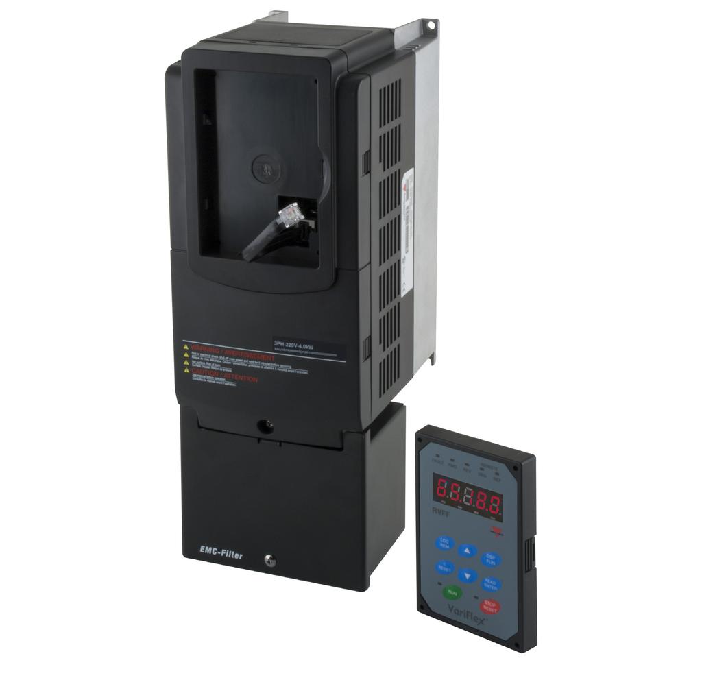 RVFF series AC Variable frequency drives Features and benefits Cooling heat sink Keypad connection cable Integrated fan Built-in EMI filter up to 55 k Removable keypad 5 digit / 7 segment display