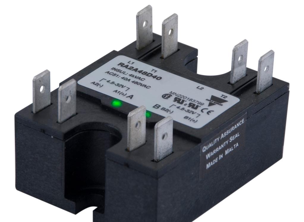 RA2A series 2-pole solid state relays The RA2A series consists of solid state relays having 2 outputs independently controlled packaged in a housing having a maximum width of 45mm.