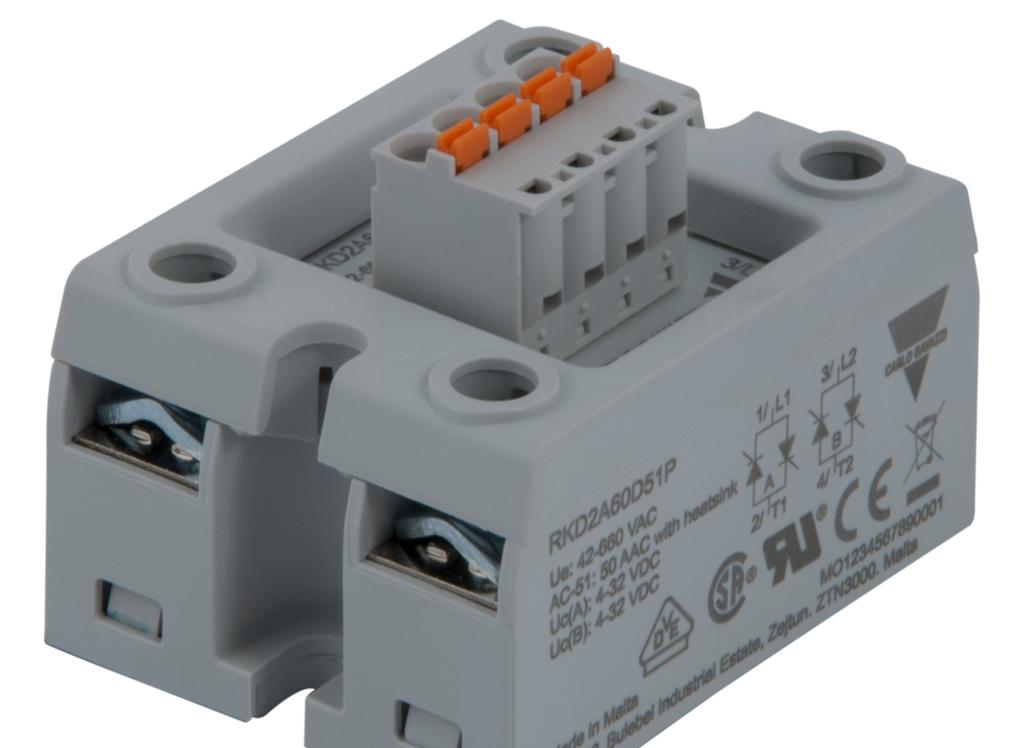 RK series 2-pole solid state relays The RK series also consists of solid state relays with 2 outputs packaged in a platform having a maximum product width of 45mm.