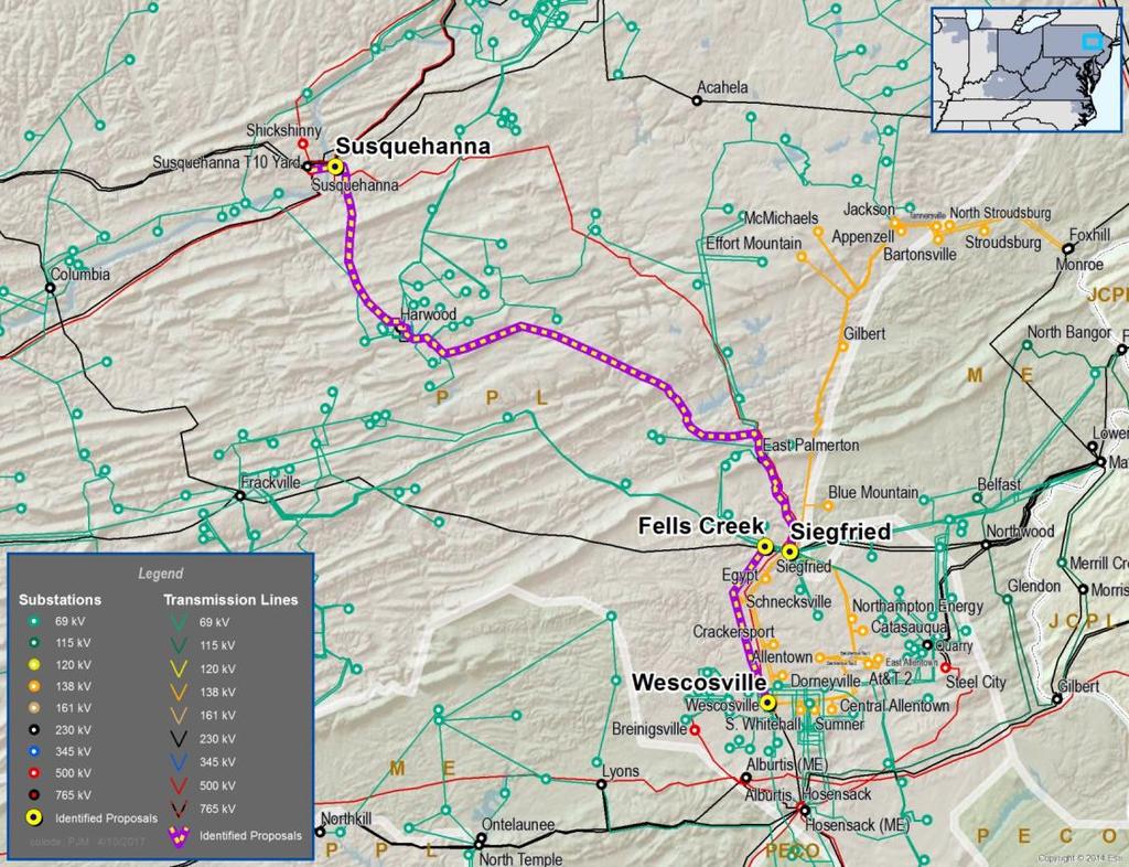 NTD 1-18G Project ID: 201617_1-18G Proposed by: Northeast Transmission Development Proposed Solution: Greenfield Tap the Susquehanna - Wescosville 500 kv line near Siegfried and build a new 500/230