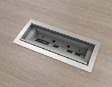 of unit that allows for max (3) Daisy Chain - Standard Black Finish, in White or Silver Finish upon request - Additional Telecom Plate Knockout - When used with Grove Tables
