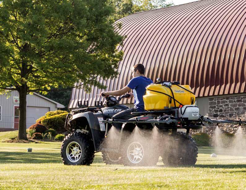 CropCare ATV sprayers are built for spraying lawns,