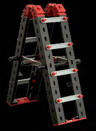 Now test the ladder again. Does the ladder remain standing now A double ladder consists of two halves that are the same, which are connected at a pivotal center at the top.