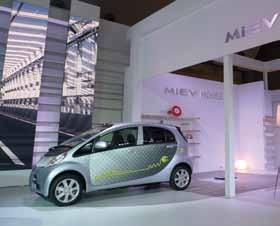 A total of 15 vehicles were displayed at MMC s show area, but the highlight was on two world premieres - the Mirage compact car and Concept PX-MiEV II.