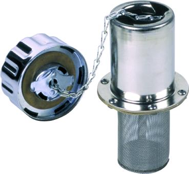 Screen mounting flange is stainless - with six matching holes (Part No. 7). *Optional screens: 6" length, 100 mesh or 30 mesh. 8" length, 30 mesh Six 10-24 Swageform self-tapping screws (Part No.