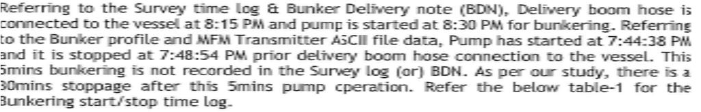 Case Study Singapore - Jan-17: 816mt delivery of 380CSt fuel. MFM Reading = 816.