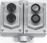 External seals are not required. Lamps are 6 watt, type S6, candelabra base for use on 0 25 volt circuits. Two gang units with single pilot light covers can be furnished with transformers.