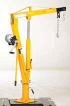 Includes telescopic boom design with manual hydraulic hand pump to pivot boom up and down. Manual cable winch to lift and lower loads up to 500 pounds.