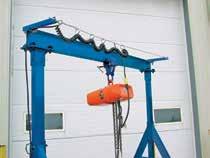 Steel construction with blue painted finish. Units ship knocked down. Not for use as a fork truck attachment. 10' under I-beam. 18"H base requires (41) 60 LB.