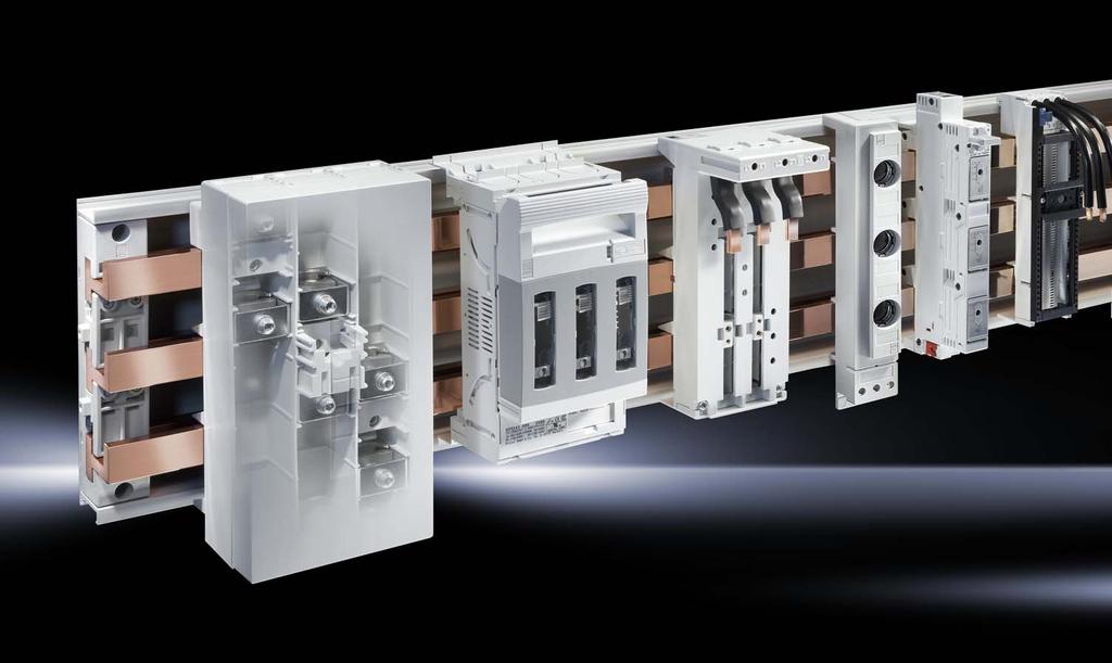 RiLine busbar systems Benefits at a glance: Individual and cost-saving, thanks to component modularity and flexibility Complete solutions up to 1600 A for AC and DC applications Optimum protection