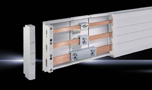 RiLine busbar systems Flat copper bar system Rated current up to 800 A 60 mm bar centre distance 3- and 4-pole version Approvals IEC 61 439-1 GL UL CSA Integral