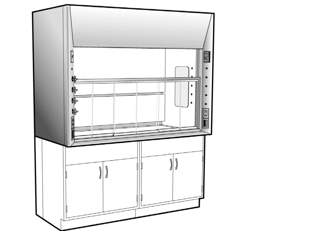 DYNAMIC BENCH FUME HOOD DBH-CS with Telescoping Combination Vertical Riseing/Horizonal Sash Model Types Available: Dynamic Barrier By-Pass, DBH-CS Available Options: Service Fittings and Piping