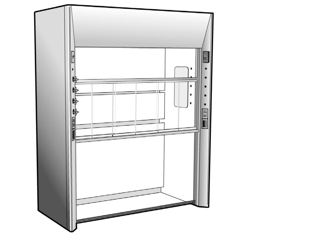 DYNAMIC WALK-IN FUME HOOD DWH-CS with Low-flow Combination Vertical Rising/Horizonal Sash Model Types Available: Dynamic Barrier By-Pass DWH-CS Available Options: Service Fittings and Piping