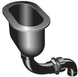 SINKS AND CUPSINKS Cupsinks 0499-BP Black Poly Complete with integral strainer. 5 1 /2 x 3 1 /2 (140mm x 90mm) inside dimension. Outlet sized for 1 1 /2 (38mm) compression fitting.