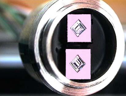 Figure 6 - Silicon Sensing Die with Wheatstone Bridge The silicon die is mounted on a glass substrate, using Kulite leadless technology.