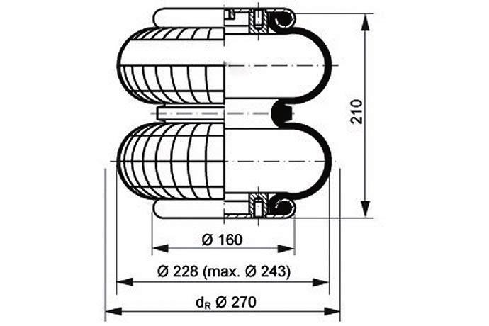 Air suspension bellows Cross section view Top view Bottom view Comp. ref. to fit 084.145-21A 084.145-41A 084.