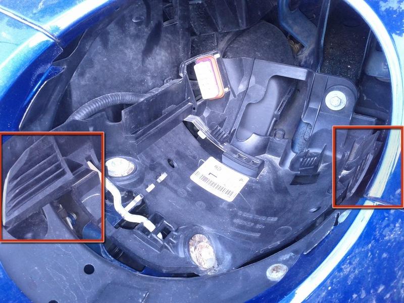 Step 6 When inserting the headlight assembly back into the housing, make sure that the housing locator guides fit into