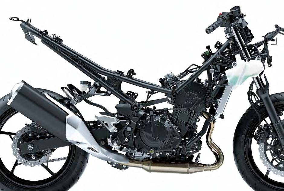 CHASSIS All-New Lightweight Trellis Frame Trellis frame is similar in design to that of the Ninja H2.