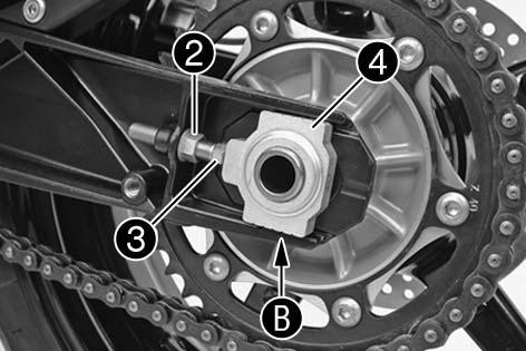 5 mm If chain tension is too great, parts within the secondary power transmission (chain, chain sprockets, transmission and rear wheel bearings) will be subjected to unnecessary stress, resulting in