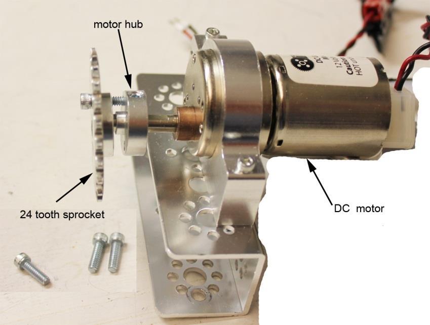Figure 21 attach a motor hub and then a 24 tooth sprocket, make sure set