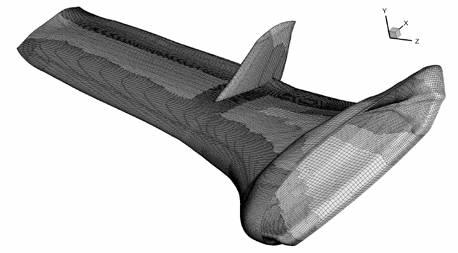 4 Mesh on flying wing surface 2.2. Computational Cases The solver used in this study was Ansys Fluent [8]. In order to reduce the computational effort, a symmetry plane was introduced.