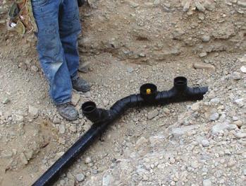 Install tee in drainage line (prevent solvent cement from entering body) 2. Check and lubricate O-ring on Test-Gate 3.