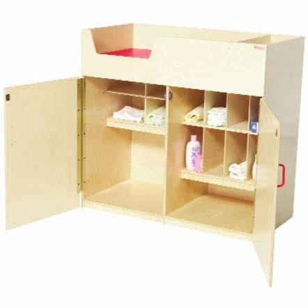 This item serves as infant pull-up, shelf storage and infant discovery center with