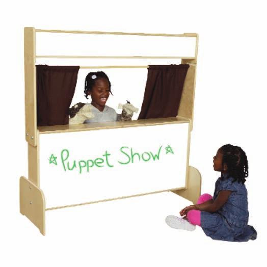 WOOD DESIGNS IMAGINATIVE PLAY Deluxe Puppet Theater A marquis on top and message board on the lower panel invites participation from the