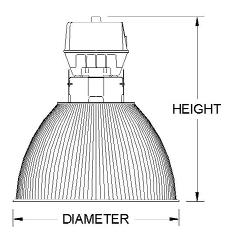 DIMENSIONAL DATA Model Series Max. Overall Height Reflector Diameter 16" Medium 22" Large 25" X-Large 400W 25" X-Large 1000W 22.5" 26.1" 24.4" 28.3" 16.2" 22.4" 25.