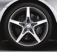 5 J x 19 ET 35.5 Tyre: 255/35 R19 A231 401 1602 7X21 Option for rear axle: Wheel: 9.5 J x 19 ET 48 Tyre: 285/30 R19 A231 401 1702 7X21 04 AMG 5-spoke wheel Finish: black/high-sheen Wheel: 8.