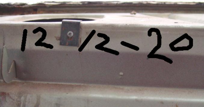 Interior Body Marking Reference We have found factory code markings on the front face of the package tray of B bodies.