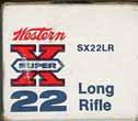East Alton, ILL 1971- "SUPER-X" Issues LR-l.22 LONG RIFLE (HIGH VELOCITY). "SUPER-X". White box with red and black printing.