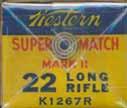 The "SUPER MATCH MARK II" Issues End Flap #2 End Flap #3 End Flap #4 LR-3.22 LONG RIFLE (TARGET). "SUPER MATCH MARK II".. Same as LR-2 but no dot before 22. (d) "J" bottom. #6 end flap.