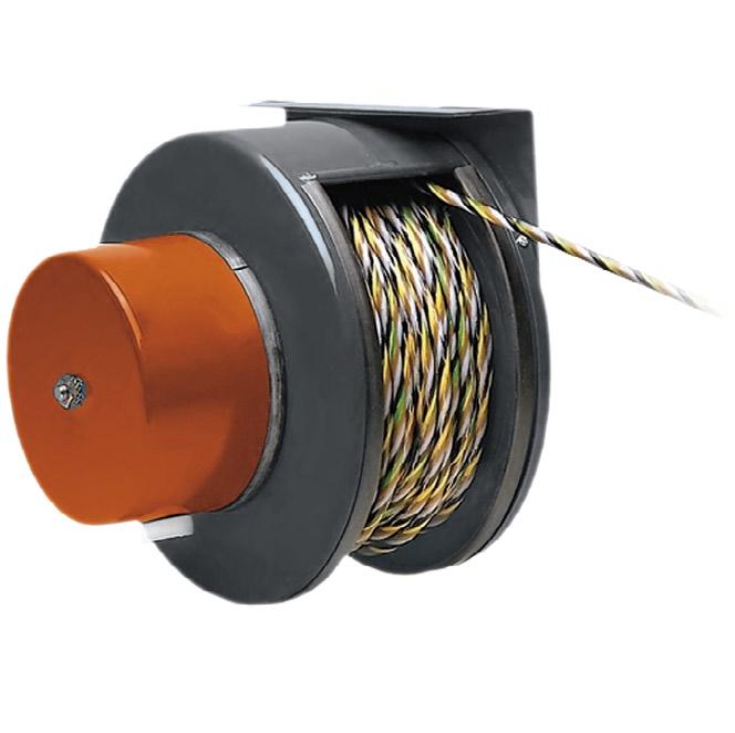 A Automatic reels for electric cables ESB SEMI-OPEN MODEL - Steel casing, epoxy paint fi nish - Steel swivel bracket, epoxy paint fi nish (closed model only) - Super-fl exible C800 cable - Cable
