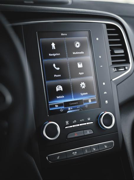 The touchscreen is central to the Megane s intuitive technological features.
