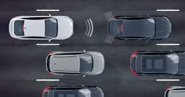 detect traffic approaching from the sides when the vehicle is in Reverse, such as when backing out of a parking space (a light illuminates on the