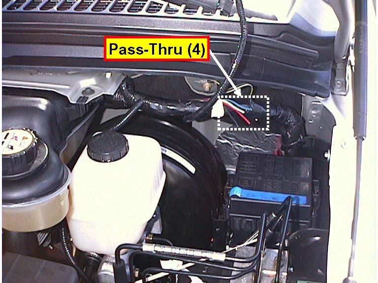 harness above the parking brake pedal assembly. Blunt-cut access wires for the 4 optional "Upfitter Switches" are at the harness behind the Power Distribution Junction Box.