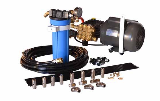 DIRECT DRIVE WITH NYLON TUBING This Kit range includes a 1,000 psi Fogco Direct Drive misting pump with flexible nylon mist line; a filter assembly with water supply connections; plus all of the