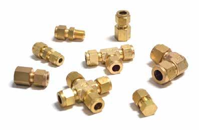 BRASS COMPRESSION FITTINGS 1 / 2 The Fogco brass compression fittings include a double ferrule design for improved performance and higher operating pressure.