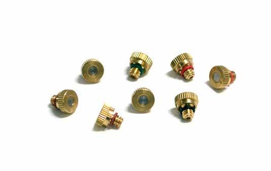 STANDARD MIST NOZZLES These misting nozzles are available in brass with stainless steel orifice sizes from.008 to.020 with flow rates from.020 gpm to.055 gpm.