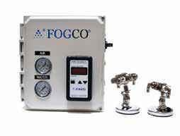 AIR INJECTION DRY FOG SYSTEM The Fogco Air Injection Dry Fog System utilizes our proprietary control box capable of producing over 150 lbs of dry fog per hour.