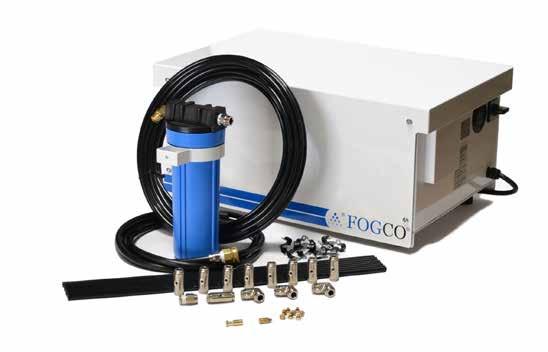 PULLEY DRIVE WITH NYLON TUBING This Kit range includes a 1,000 psi Fogco Pulley Drive misting pump with flexible nylon mist line; a filter assembly with water supply connections; plus all of the