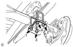 (e) Temporarily install the OE spring seat and 2 U bolts with the 4 washers and 4 nuts. (1) Tighten the nuts in the order shown. (Fig.